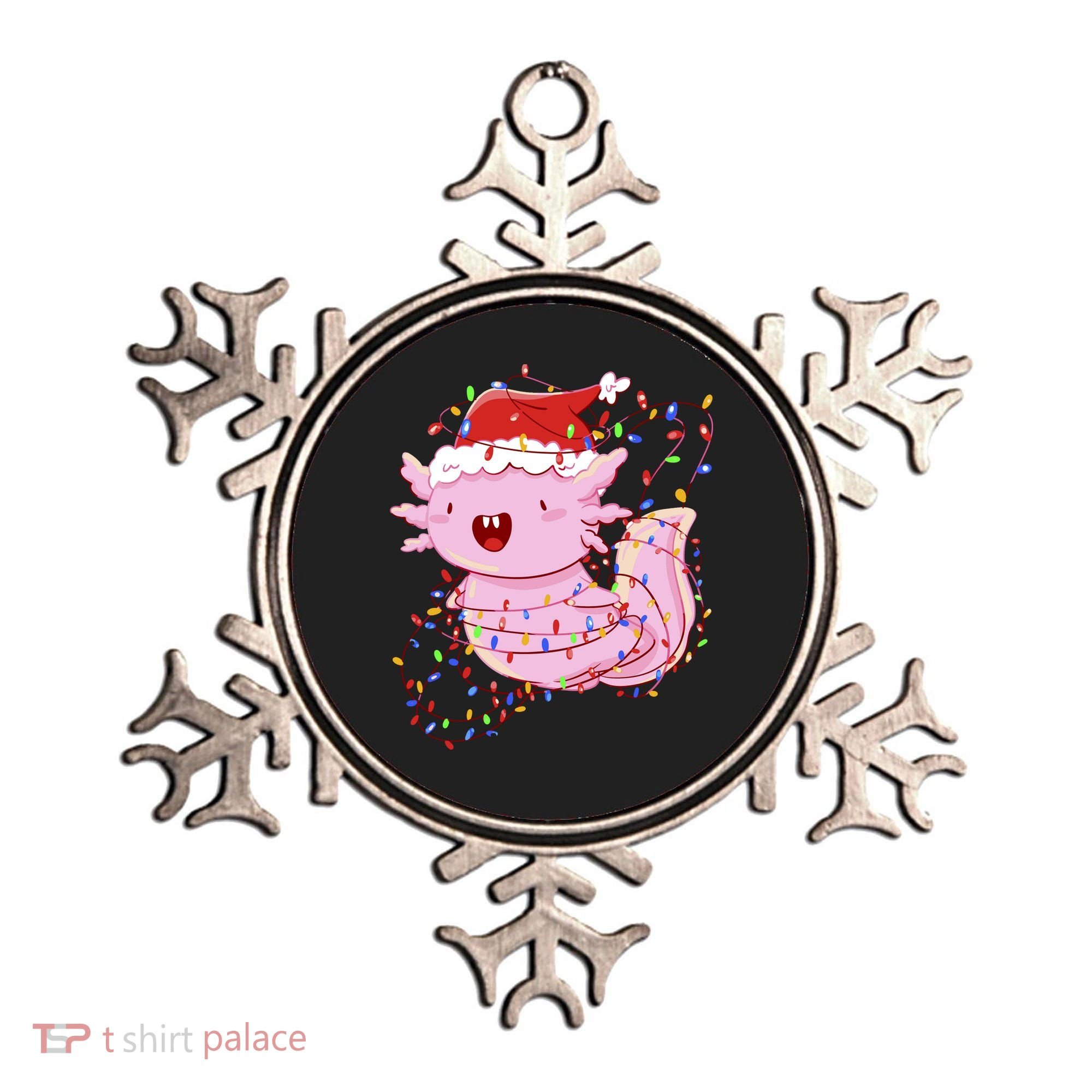 Cute Axolotl Tangled In Christmas Lights Santa Hat Ornament
