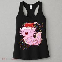 Cute Axolotl Tangled In Christmas Lights Santa Hat Women's Tank Top thumb 3