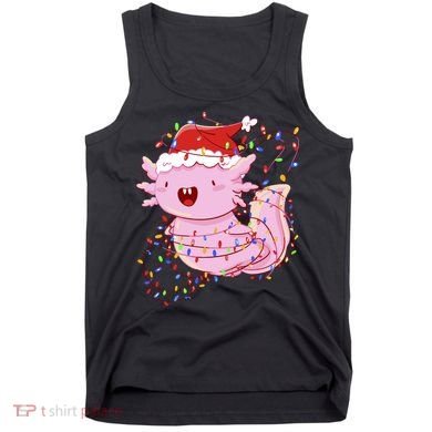 Cute Axolotl Tangled In Christmas Lights Santa Hat Tank Top