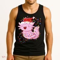Cute Axolotl Tangled In Christmas Lights Santa Hat Tank Top thumb 3