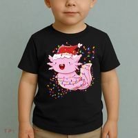 Cute Axolotl Tangled In Christmas Lights Santa Hat Toddler T-Shirt thumb 2