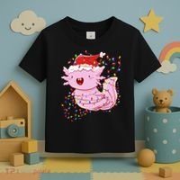 Cute Axolotl Tangled In Christmas Lights Santa Hat Toddler T-Shirt thumb 3