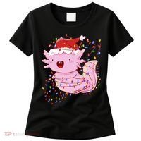 Cute Axolotl Tangled In Christmas Lights Santa Hat Women's T-Shirt thumb 0