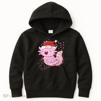 Cute Axolotl Tangled In Christmas Lights Santa Hat Kids Hoodie thumb 0