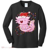 Cute Axolotl Tangled In Christmas Lights Santa Hat Kids Long Sleeve Shirt thumb 0