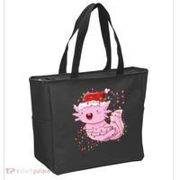 Cute Axolotl Tangled In Christmas Lights Santa Hat Tote Bag thumb 2