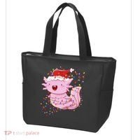 Cute Axolotl Tangled In Christmas Lights Santa Hat Tote Bag thumb 3