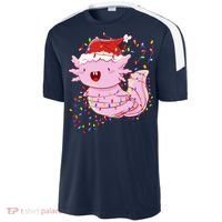 Cute Axolotl Tangled In Christmas Lights Santa Hat Sport-Tek Competitor United Soccer Jersey thumb 2