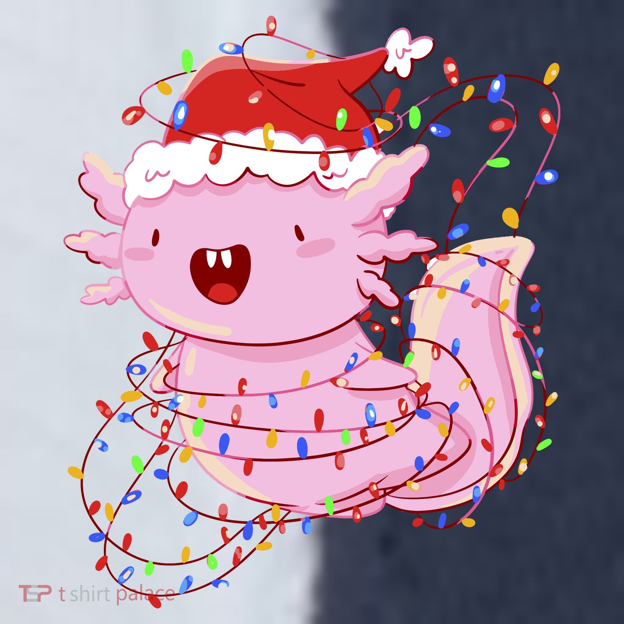 Cute Axolotl Tangled In Christmas Lights Santa Hat Sport-Tek Competitor United Soccer Jersey
