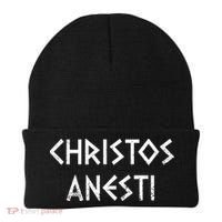 Christos Anesti Tsougrisma Red Egg Funny Greek Easter Beanie thumb 0