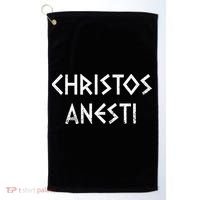 Christos Anesti Tsougrisma Red Egg Funny Greek Easter Golf Towel thumb 0