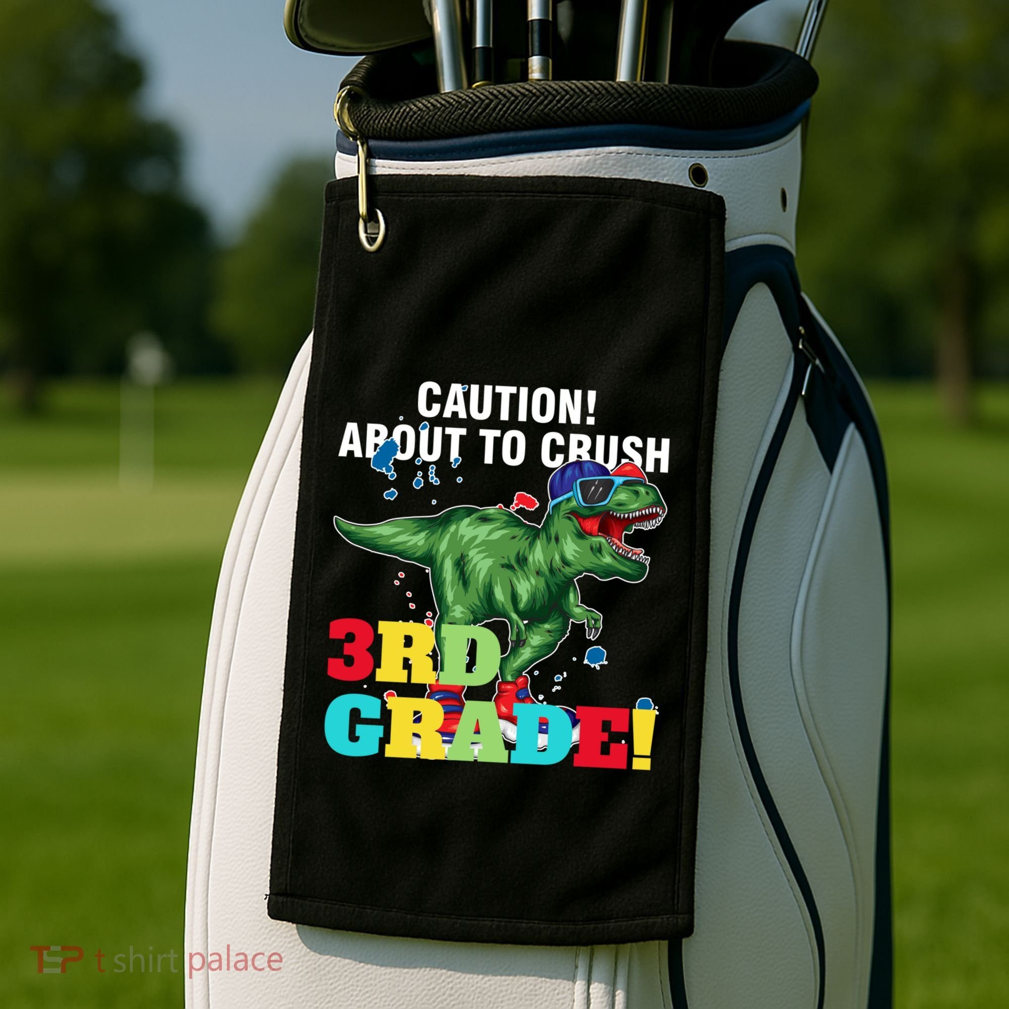 Caution! About To Crush 3Rd Grade! Graduate Funny Gift Golf Towel