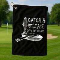 Catch And Release Into Grease Golf Towel thumb 1