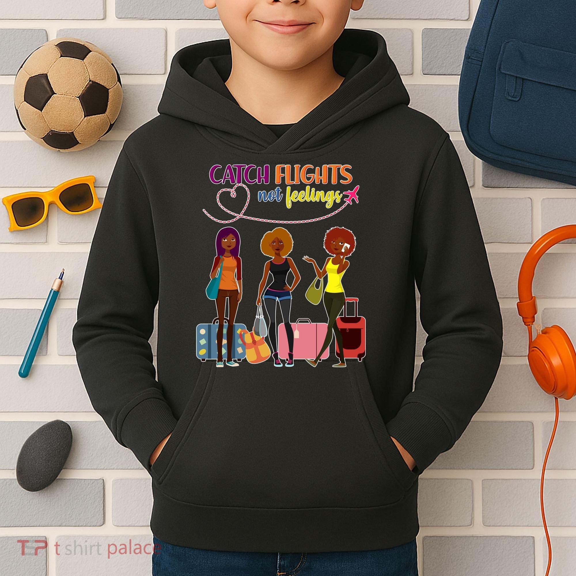 Catch Flights Not Feelings Kids Hoodie