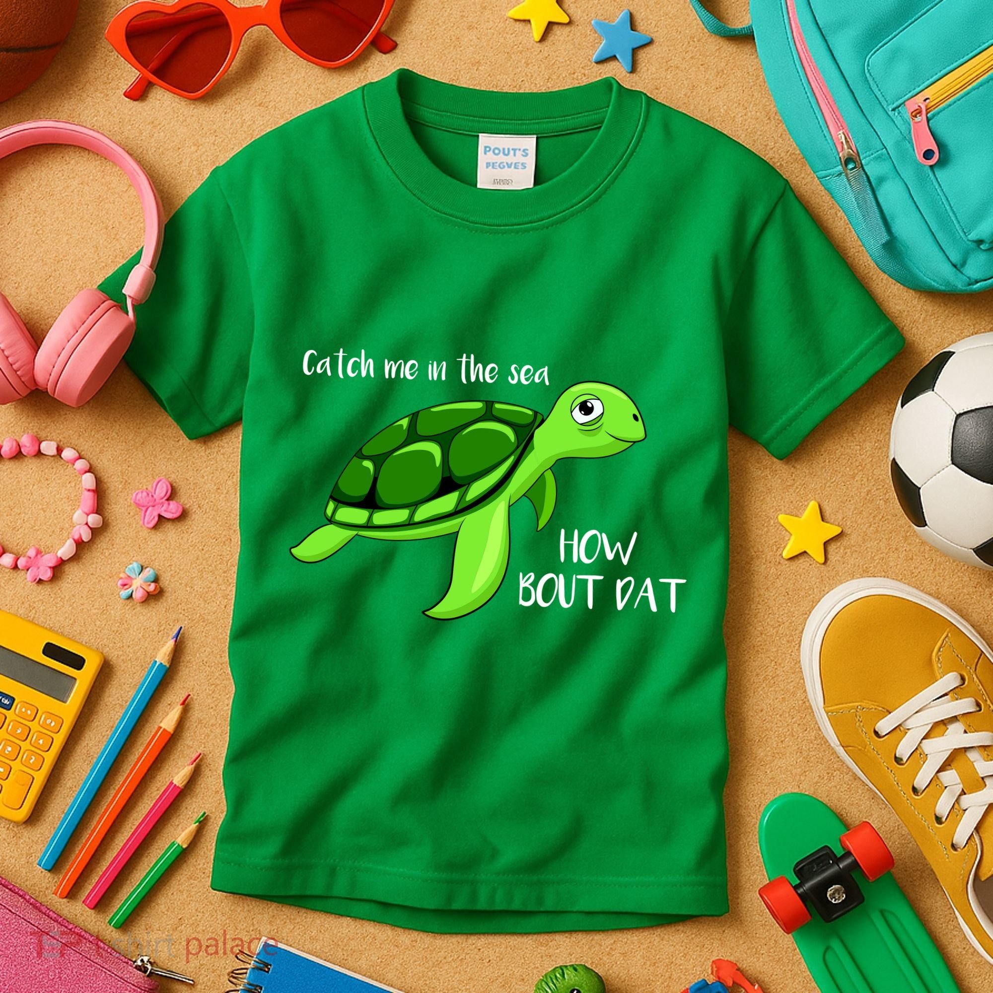 Catch Me In The Sea How Bout Dat Turtle Kids T-Shirt