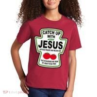 Catch Up With Jesus Funny Ketchup Faith Kids T-Shirt thumb 2