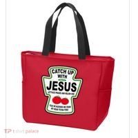 Catch Up With Jesus Funny Ketchup Faith Tote Bag thumb 3