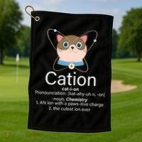 Cation Science Joke Funny Golf Towel thumb 1