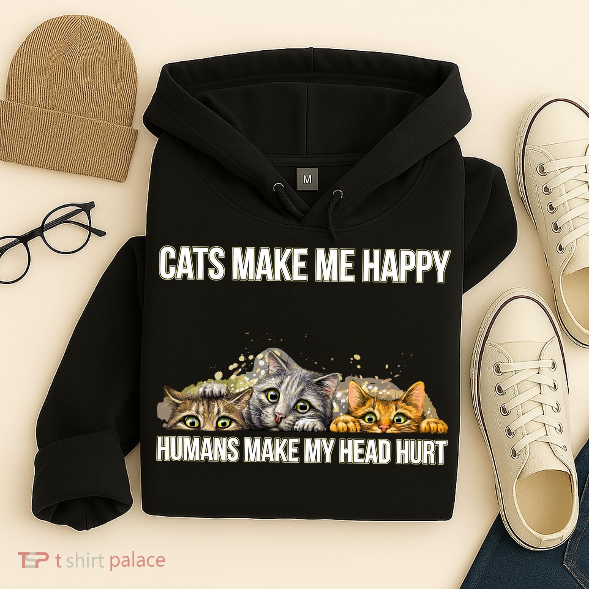 Cats Make Me Happy Humans Hurt My Head Hoodie