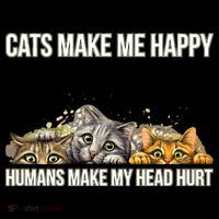 Cats Make Me Happy Humans Hurt My Head Long Sleeve Shirt thumb 2