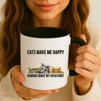 Cats Make Me Happy Humans Hurt My Head Coffee Mug thumb 3