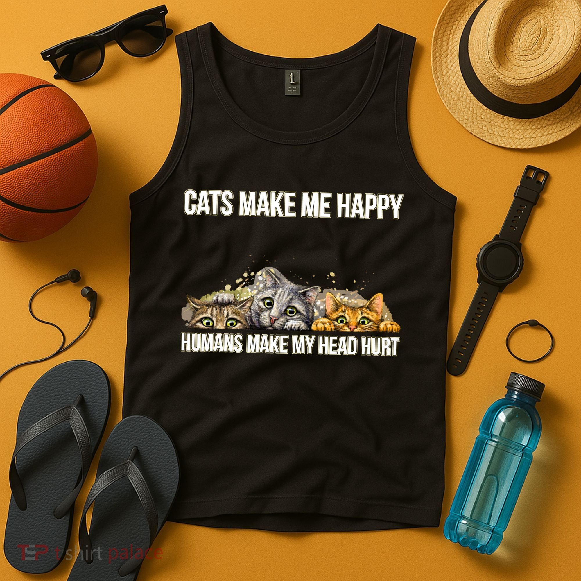Cats Make Me Happy Humans Hurt My Head Tank Top