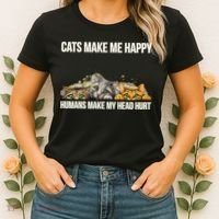 Cats Make Me Happy Humans Hurt My Head Women's T-Shirt thumb 2