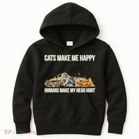 Cats Make Me Happy Humans Hurt My Head Kids Hoodie thumb 0