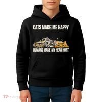 Cats Make Me Happy Humans Hurt My Head Kids Hoodie thumb 4