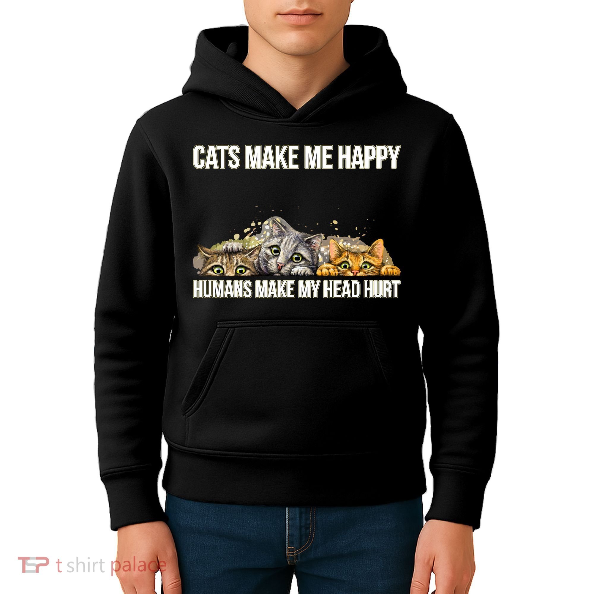 Cats Make Me Happy Humans Hurt My Head Kids Hoodie