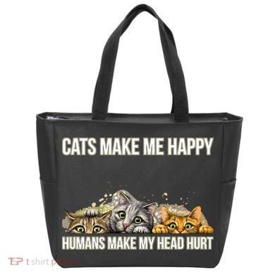 Cats Make Me Happy Humans Hurt My Head Tote Bag
