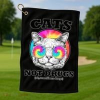 Cats Not Drugs Ok Sometimes Drugs Golf Towel thumb 1