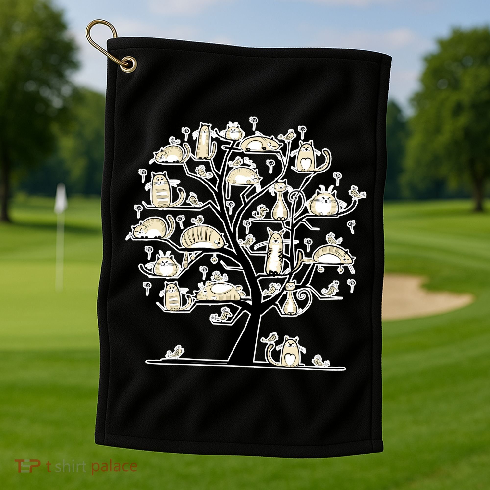 Cats On Trees Golf Towel
