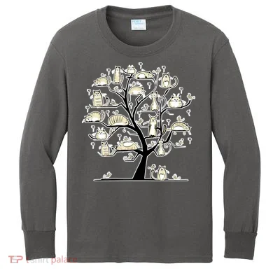 Cats On Trees Kids Long Sleeve Shirt
