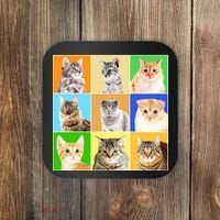 Cats Photo Portraits Collage Coaster thumb 0