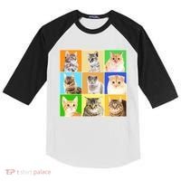 Cats Photo Portraits Collage Kids Colorblock Raglan Jersey thumb 0