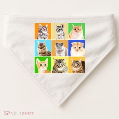 Cats Photo Portraits Collage USA-Made Doggie Bandana