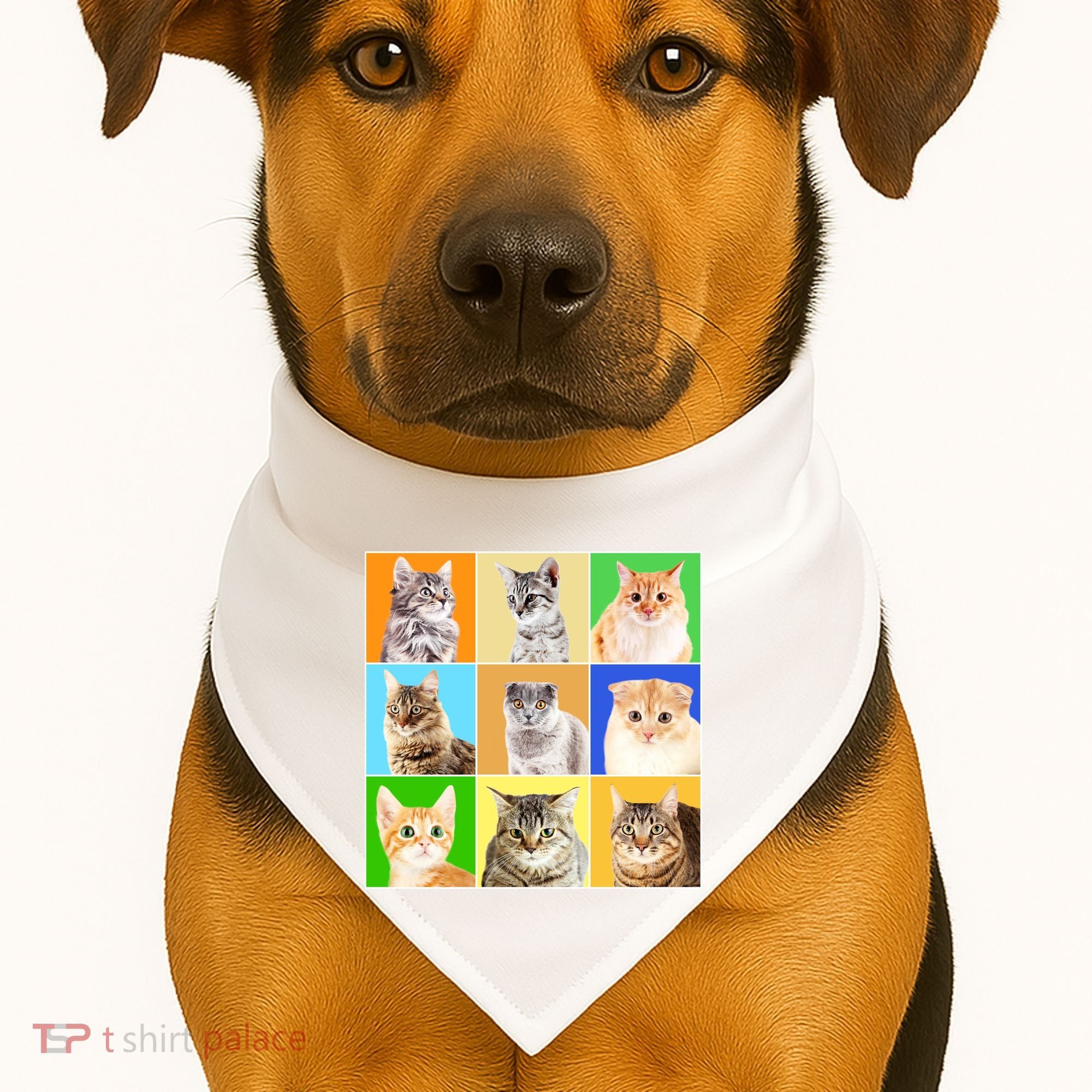Cats Photo Portraits Collage USA-Made Doggie Bandana