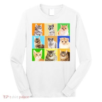 Cats Photo Portraits Collage Long Sleeve Shirt