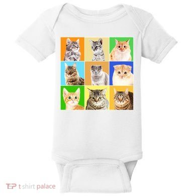 Cats Photo Portraits Collage Baby Bodysuit