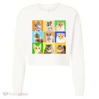 Cats Photo Portraits Collage Cropped Pullover Crew thumb 0
