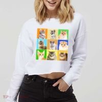Cats Photo Portraits Collage Cropped Pullover Crew thumb 2