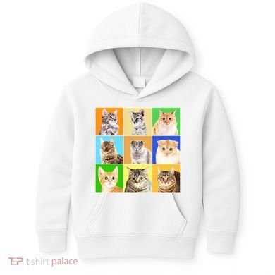 Cats Photo Portraits Collage Kids Hoodie