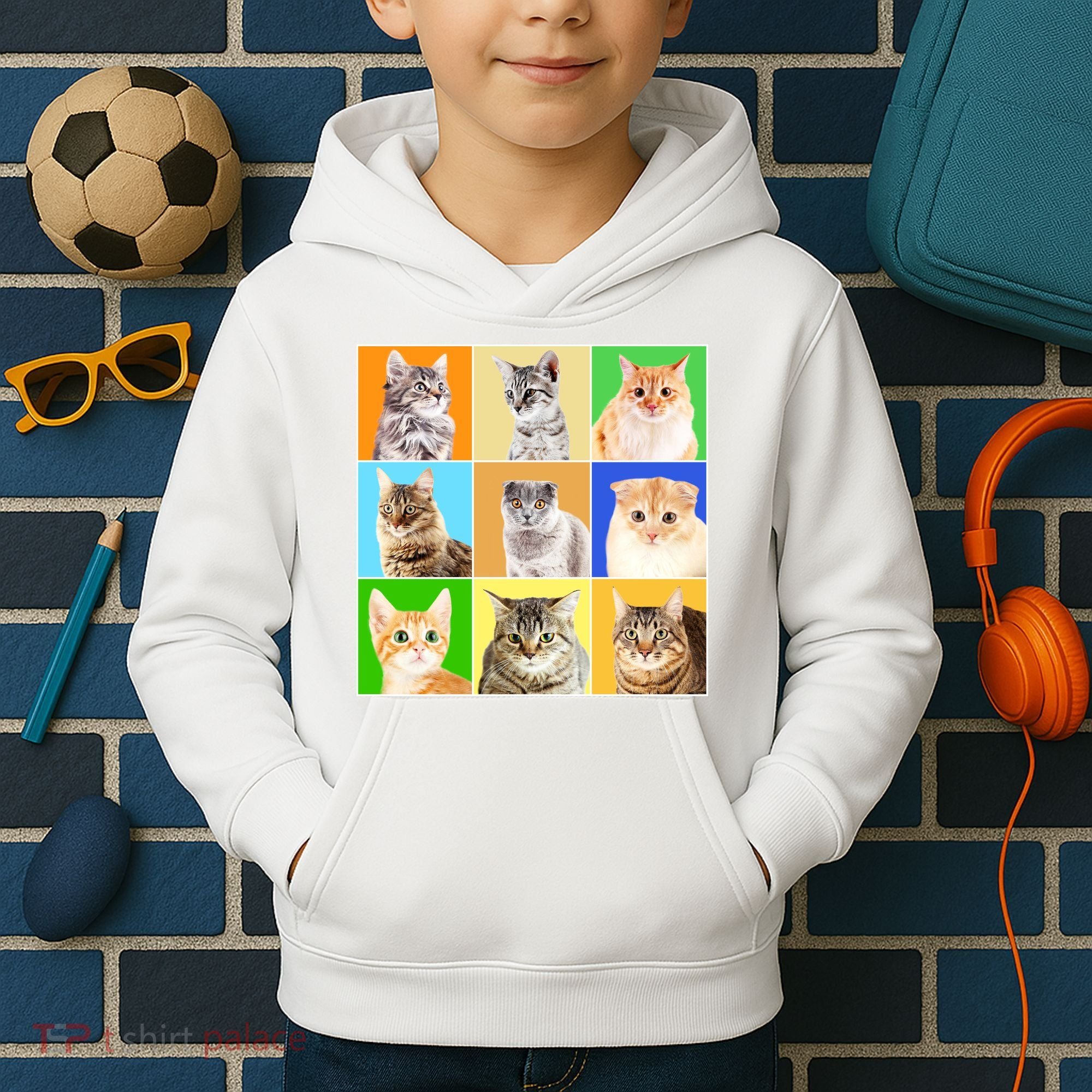 Cats Photo Portraits Collage Kids Hoodie