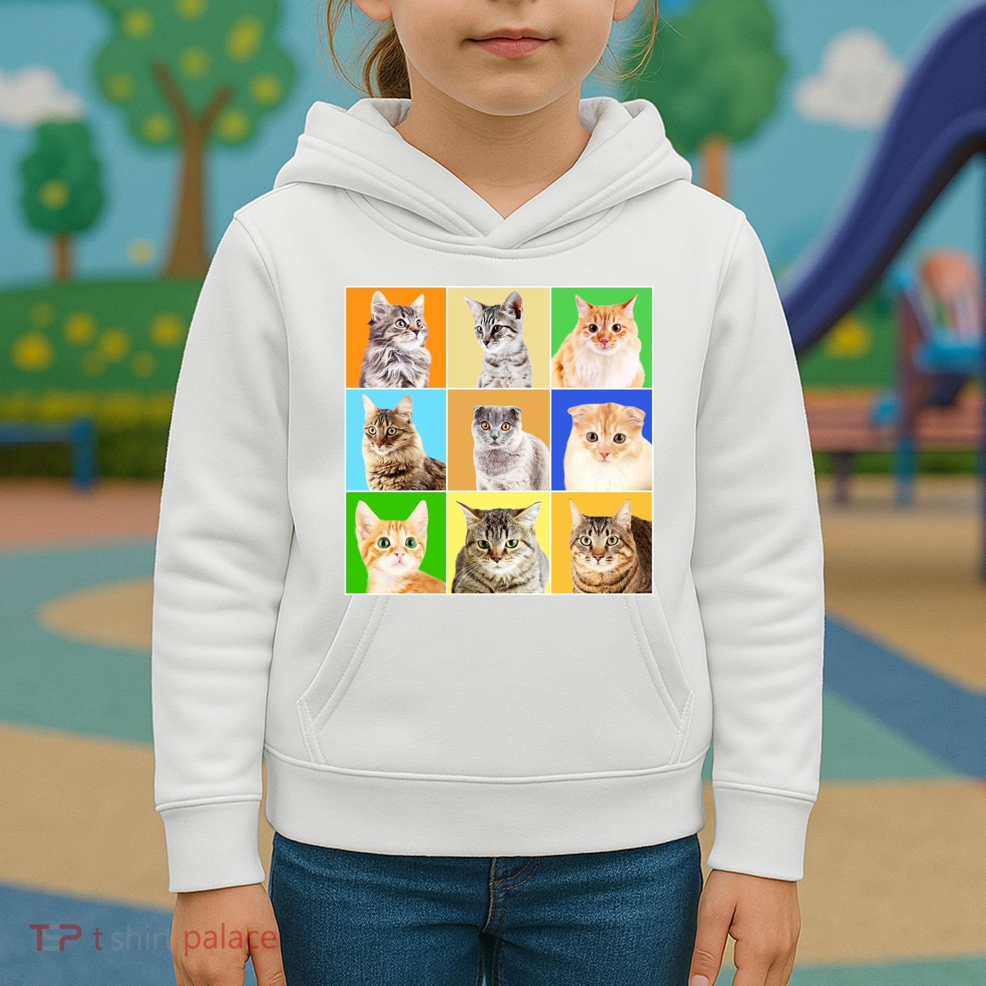 Cats Photo Portraits Collage Kids Hoodie