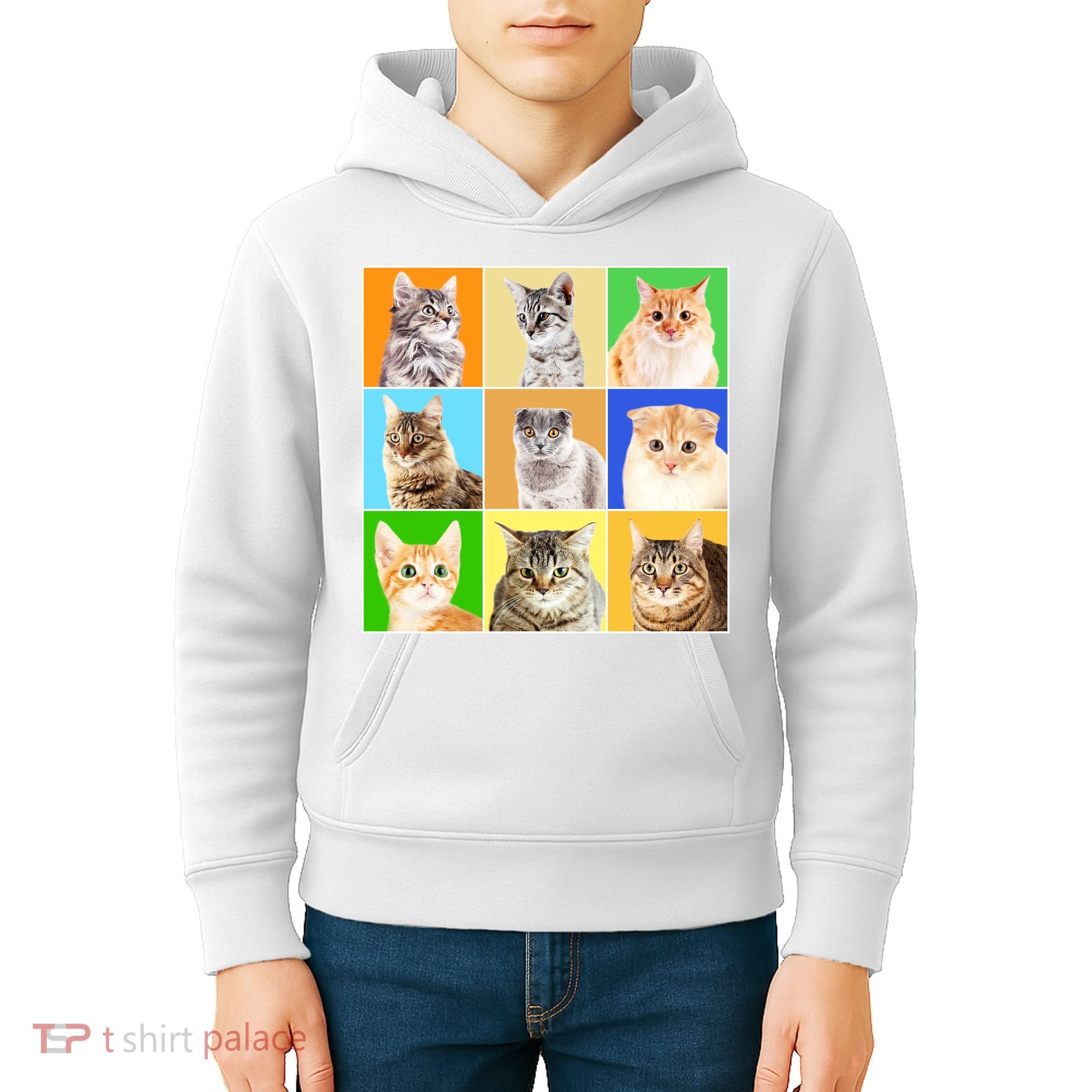 Cats Photo Portraits Collage Kids Hoodie