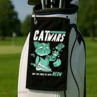 CatWars Funny Cat War Spoof Golf Towel thumb 2