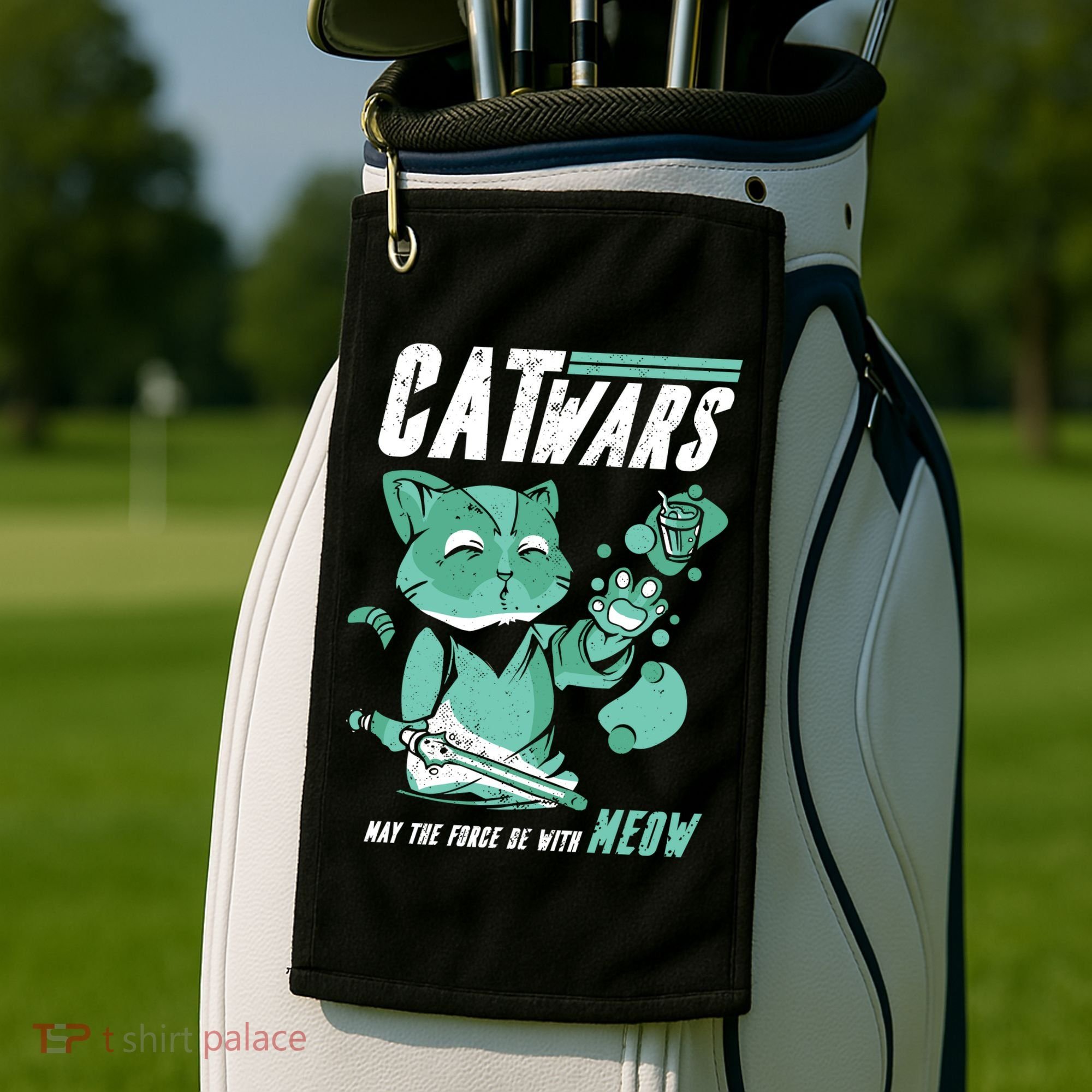 CatWars Funny Cat War Spoof Golf Towel