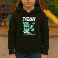 CatWars Funny Cat War Spoof Kids Hoodie thumb 3