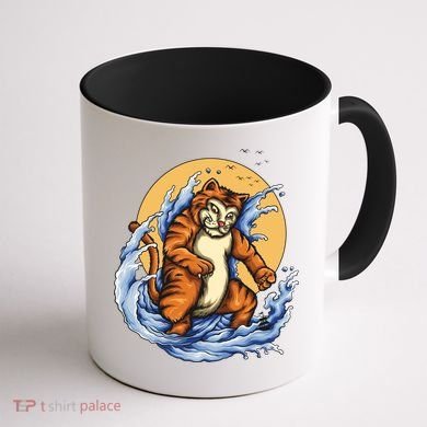 Catzilla Great Wave Coffee Mug back